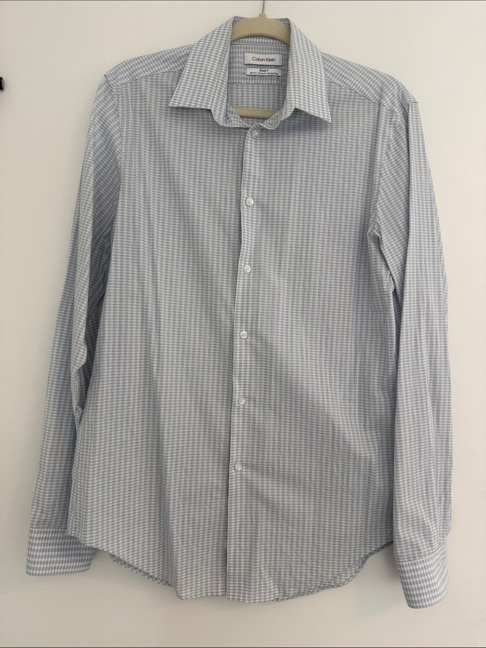 Calvin Klein Men's Light Blue Check Dress Shirt